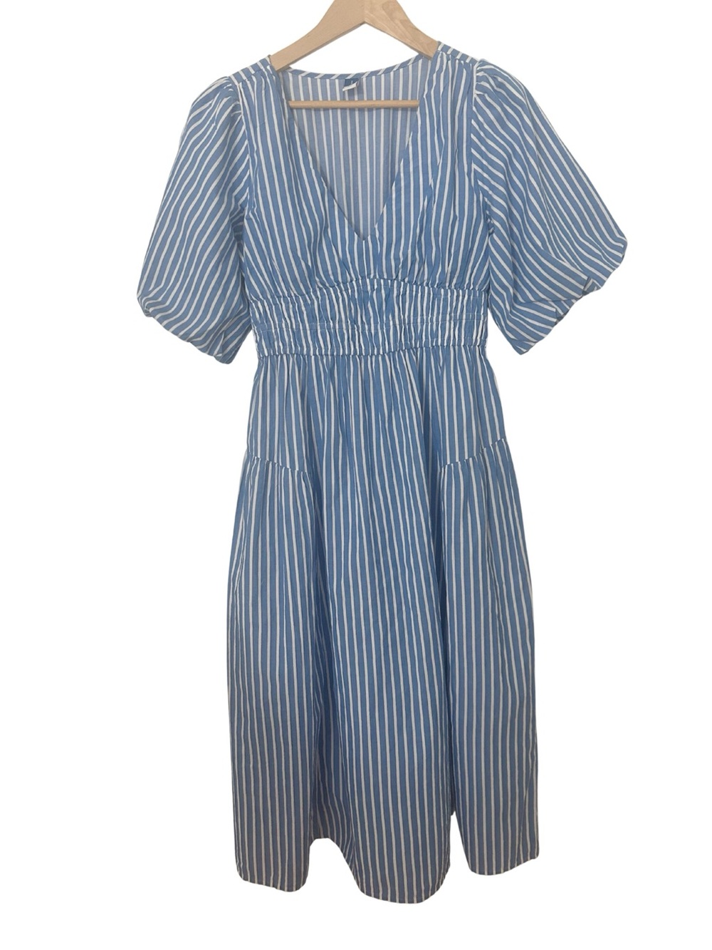 Old Navy Blue and White Striped Midi Dress 100% Cotton